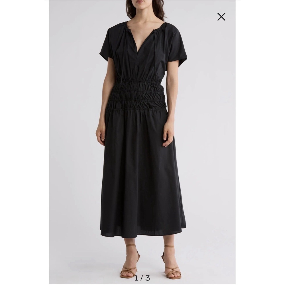 Ellen Tracy Dress Shirt Waist Fit & Flare L Black Maxi